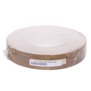 0.6 x 50mm Pre Glued Teak Veneer Edging Roll 50m 2