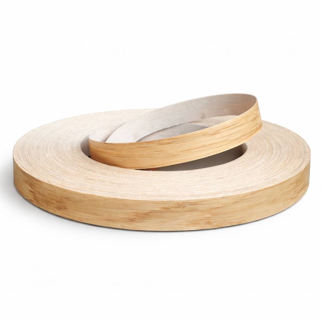 Iron On Oak Lacquered Veneer Edging Tape Strip 22mm x 50m Iron On Oak Lacquered Veneer Edging Tape Strip 22mm x 50m