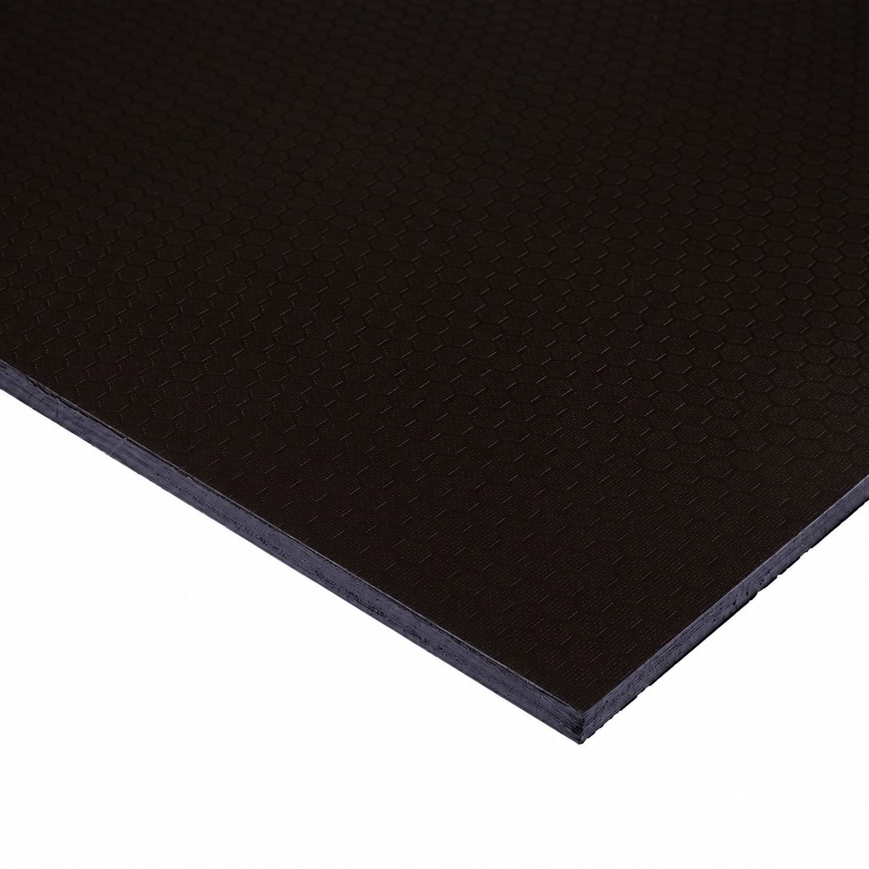 12mm Eucalyptus Core Dark Brown Hexagon Pattern Anti Slip Phenolic Faced Film Plywood 2440 x 1220mm (8′ X 4′) FSC® 12mm Eucalyptus Core Dark Brown Hexagon Pattern Anti Slip Phenolic Faced Film Plywood 2440 x 1220mm (8′ X 4′) FSC®