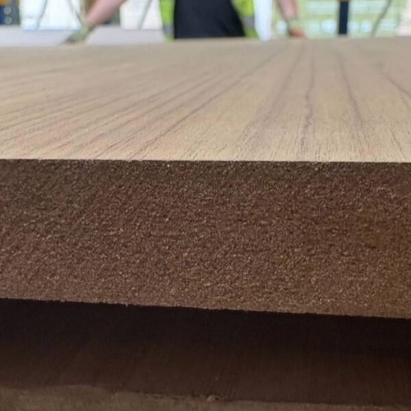 Damaged Stock 19mm Teak Veneered MDF 2 Sides Crown Cut A/B Select Grade 2440mm x 1220mm (8' x 4')